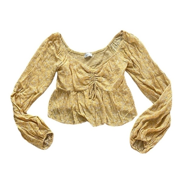 Hollister Size Small Yellow Floral Bohemian Style Top. - Picture 2 of 8